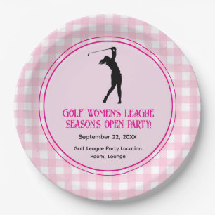 Plato de Papel de Liga de Golf de Damas de Cuadros