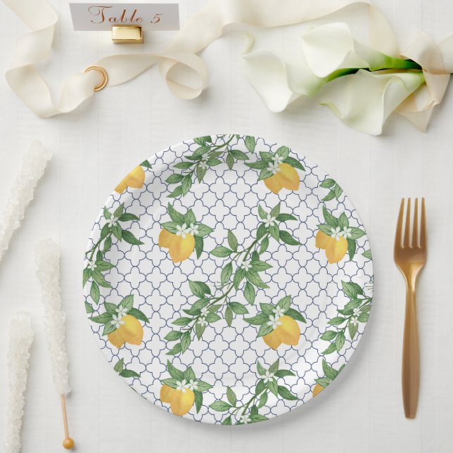 Plato de papel de limón Amalfi (Boda)