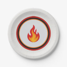Plato de papel de llama de bombero