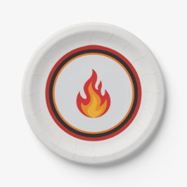 Plato de papel de llama de bombero