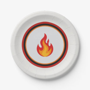 Plato de papel de llama de bombero