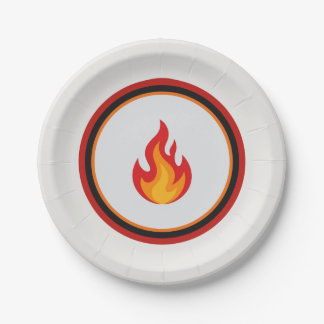 Plato de papel de llama de bombero