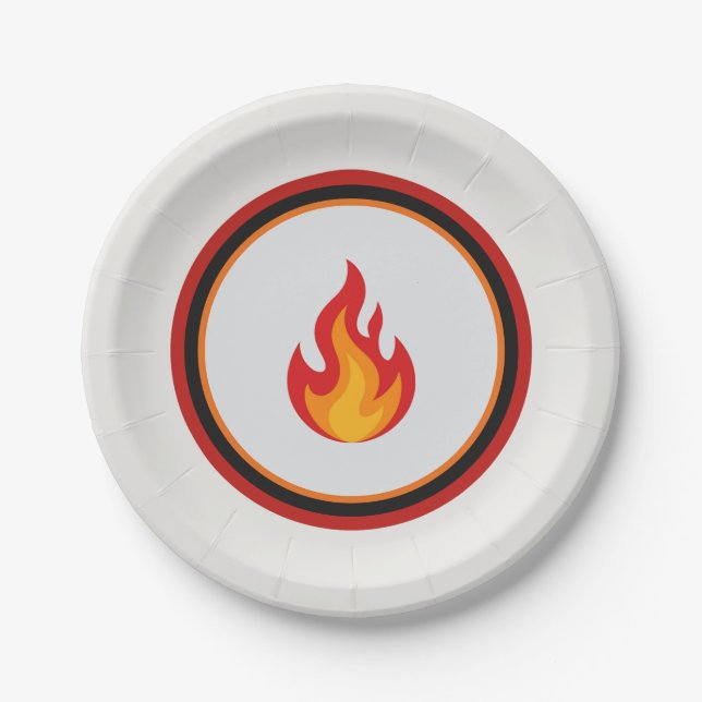 Plato de papel de llama de bombero (Anverso)