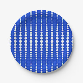 Plato de papel de lunares blancos y azul cobalto