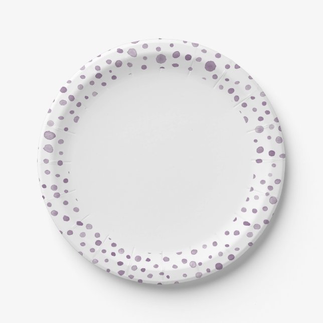 Plato de papel de lunares de acuarela de confeti d (Anverso)