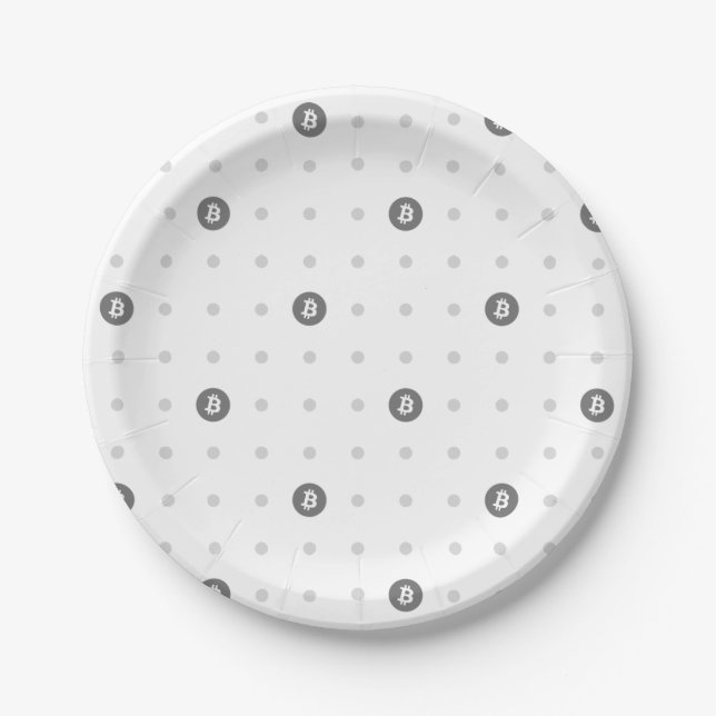 Plato de Papel de Lunares de Bitcoin (Pequeño) (Anverso)