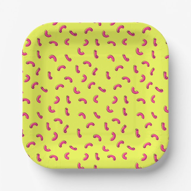 Plato de papel de macarrones con queso (Anverso)
