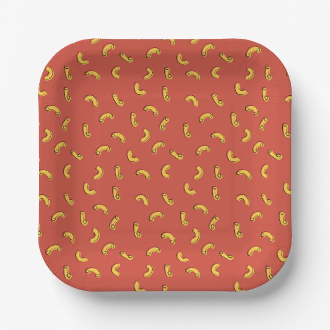 Plato de papel de macarrones con queso (Anverso)