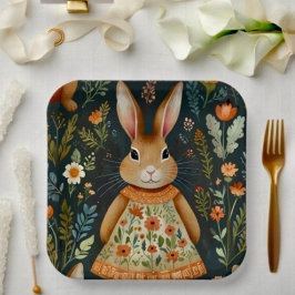 Plato de papel de magia de conejo de primavera 