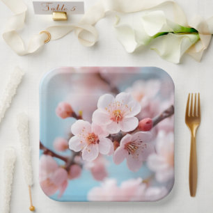 Plato de papel de magia de flor de rosa