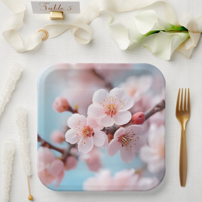 Plato de papel de magia de flor de rosa (Boda)
