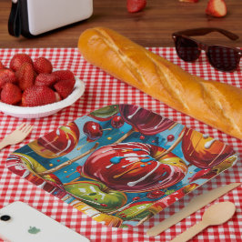 Plato de papel de manzana de caramelo