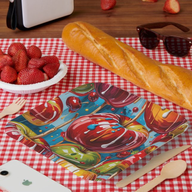 Plato de papel de manzana de caramelo (Picnic)
