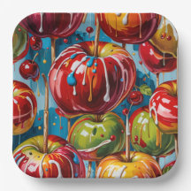 Plato de papel de manzana de caramelo