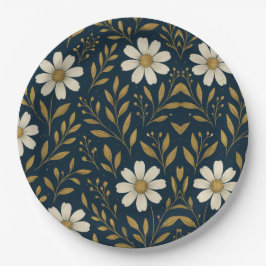 Plato de papel de margaritas Frost & Gold