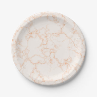 Plato de papel de mármol melocotón blanco