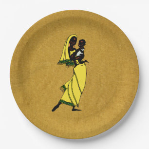 Plato de papel de mujeres de África