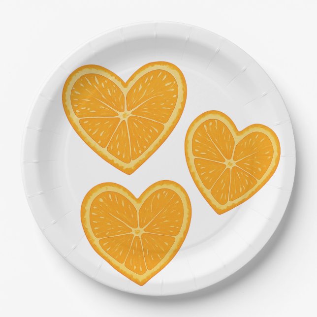 Plato de Papel de Naranja Corazón – Decoración de  (Anverso)