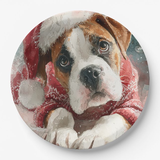 Plato de papel de Navidad Boxer (Anverso)