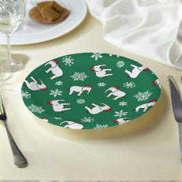 Plato de papel de Navidad Elefante Blanco (Verde)
