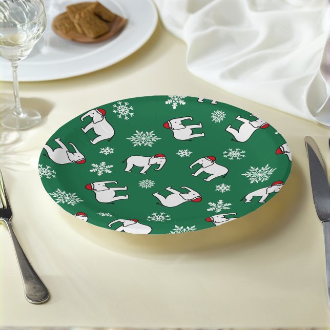 Plato de papel de Navidad Elefante Blanco (Verde) (Subido por el creador)
