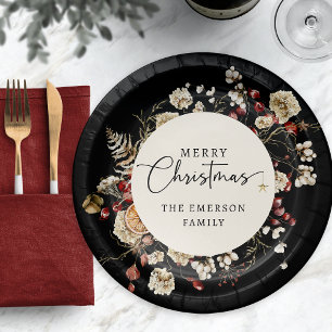 Plato de papel de Navidad negro