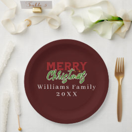 Plato de papel de Navidad para familia personaliza