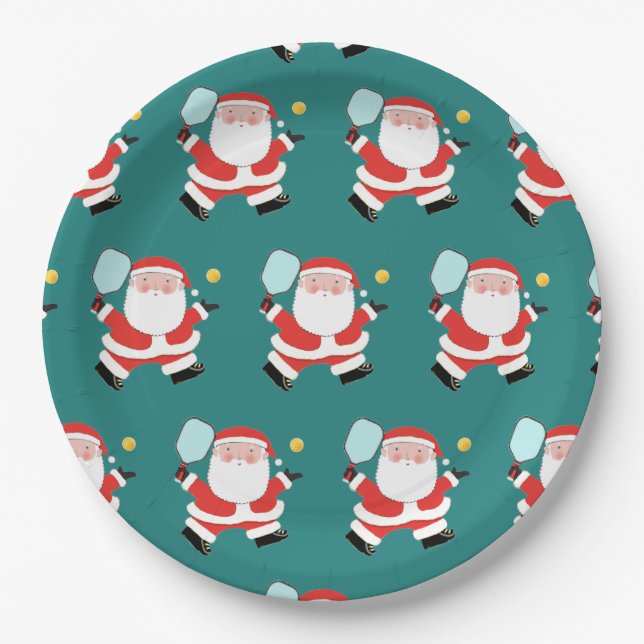 Plato de papel de Navidad para pickleball (Anverso)