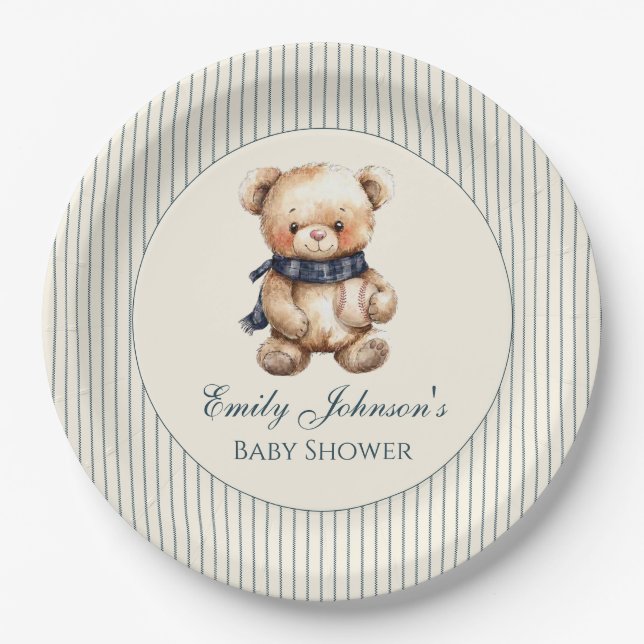 Plato de papel de osito de peluche lindo (Anverso)