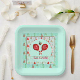 Plato de papel de pádel – Padel Navidad Retro