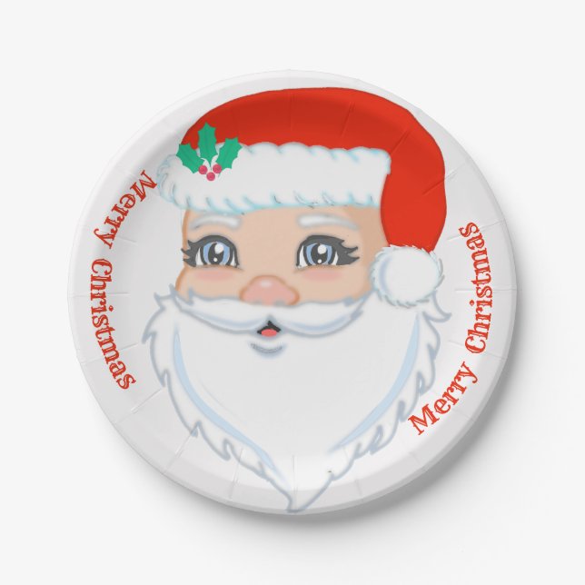 Plato de papel de Papá Noel de Navidad (Anverso)