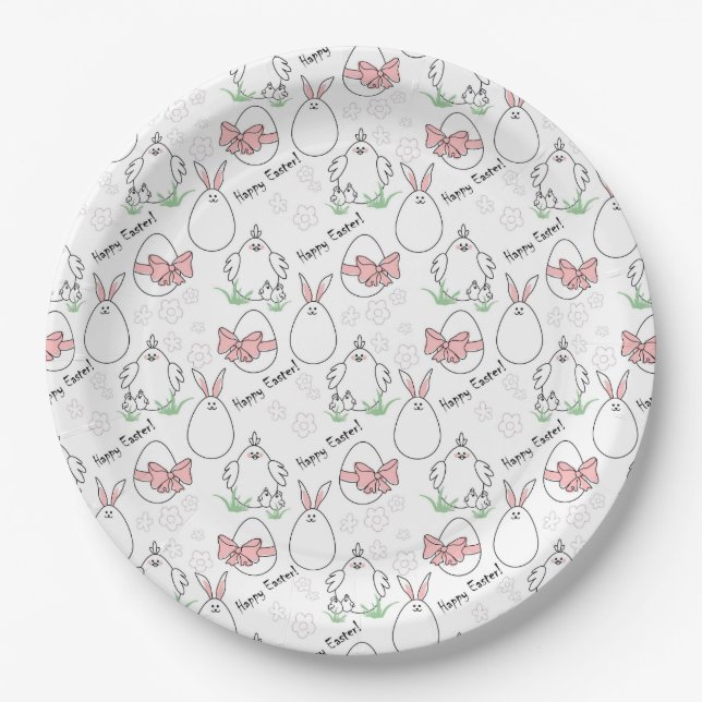 Plato de papel de Pascua Bunny & Chick (Anverso)