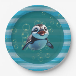 Plato de papel de pingüino bebé