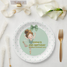 Plato de papel de princesa verde menta