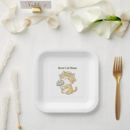 Plato de papel de ramo de rosas de jardinero de ga
