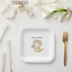 Plato de papel de ramo de rosas de jardinero de ga