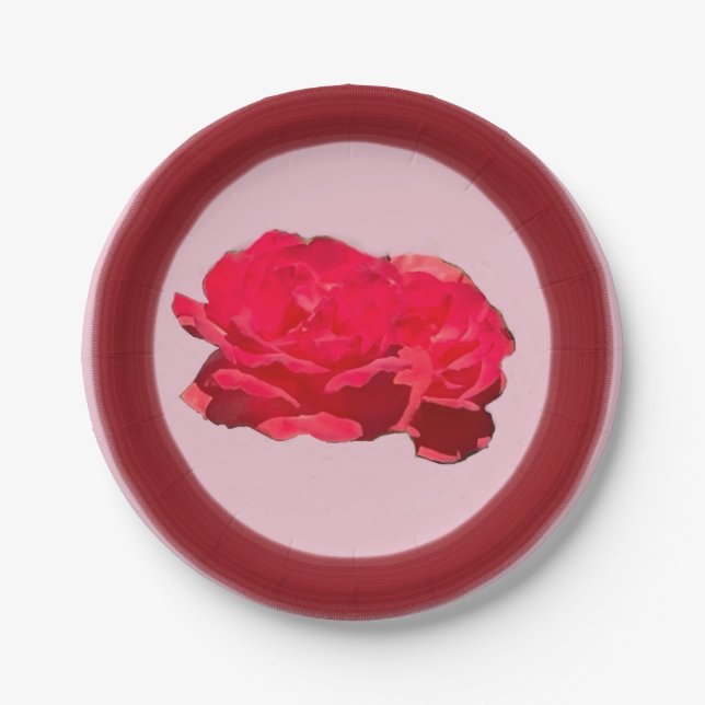 Plato de papel de rosa (Anverso)