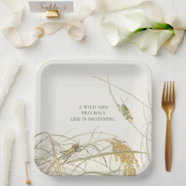 Plato de papel de saltamontes para baby shower de