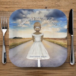 Plato De Papel De Señorita a Señora Despedida de Soltera