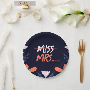 Plato De Papel De Señorita a Señora Despedida de Soltera