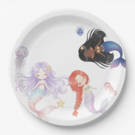 Plato de papel de sirenas