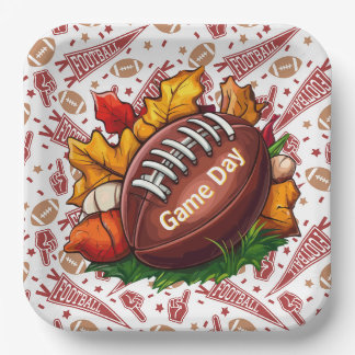 Plato de papel de temporada de fútbol de otoño
