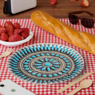 Plato de papel de turquesa navajo