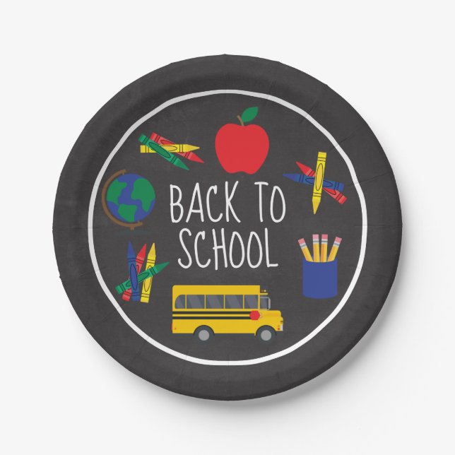 Plato De Papel De vuelta a las placas de papel escolares para el  (Anverso)