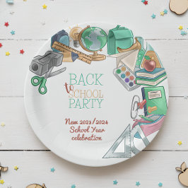 Plato De Papel De vuelta al fiesta escolar