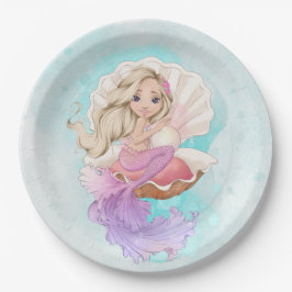 Plato De Papel Debajo de la sirena marina (rubia) en la cubierta 