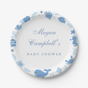 Plato De Papel Debajo de las placas de Baby Shower del mar