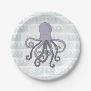 Plato De Papel Debajo de las placas de papel del pulpo del mar