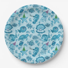 Plato De Papel Debajo del turno de cumpleaños del mar