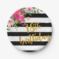 décimo octavo Placa del cumpleaños - floral con